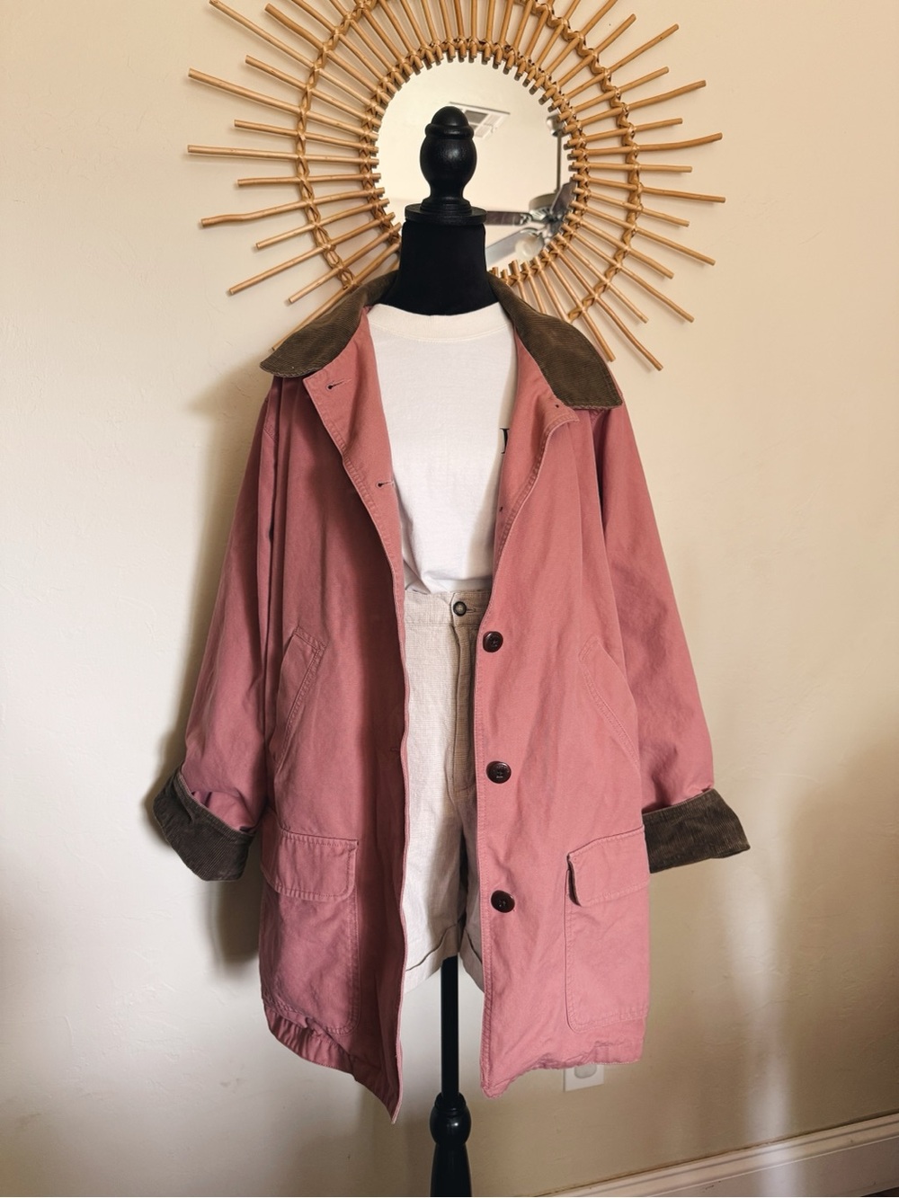 L.L. Bean Women's Dusty Rose Chore Jacket with Corduroy Collar